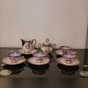 JWK DEC. KARLSBAD 12 PIECES Elegant Purple and 24K Gold Tea Set